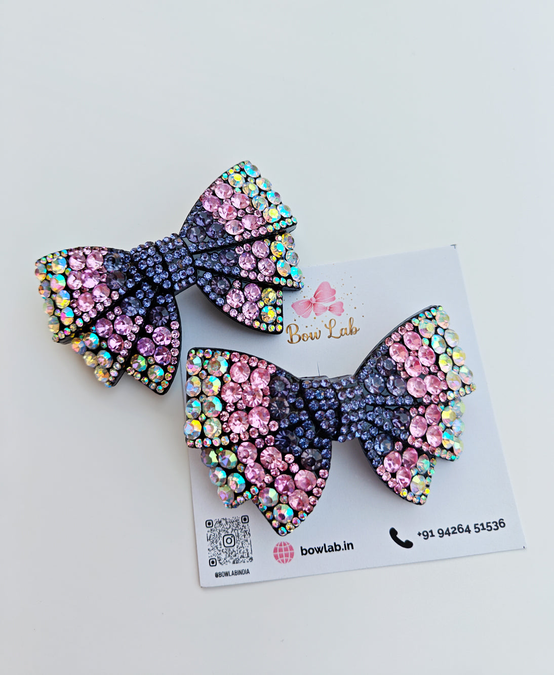 Crystal Charm Jeweled Bow - Purple Main image