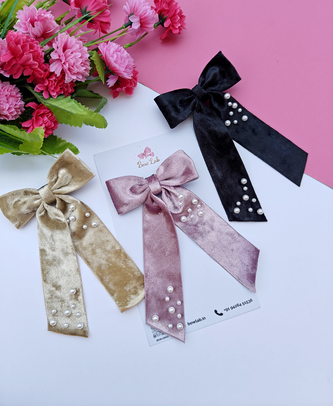 Pearl Velvet Bow Main image