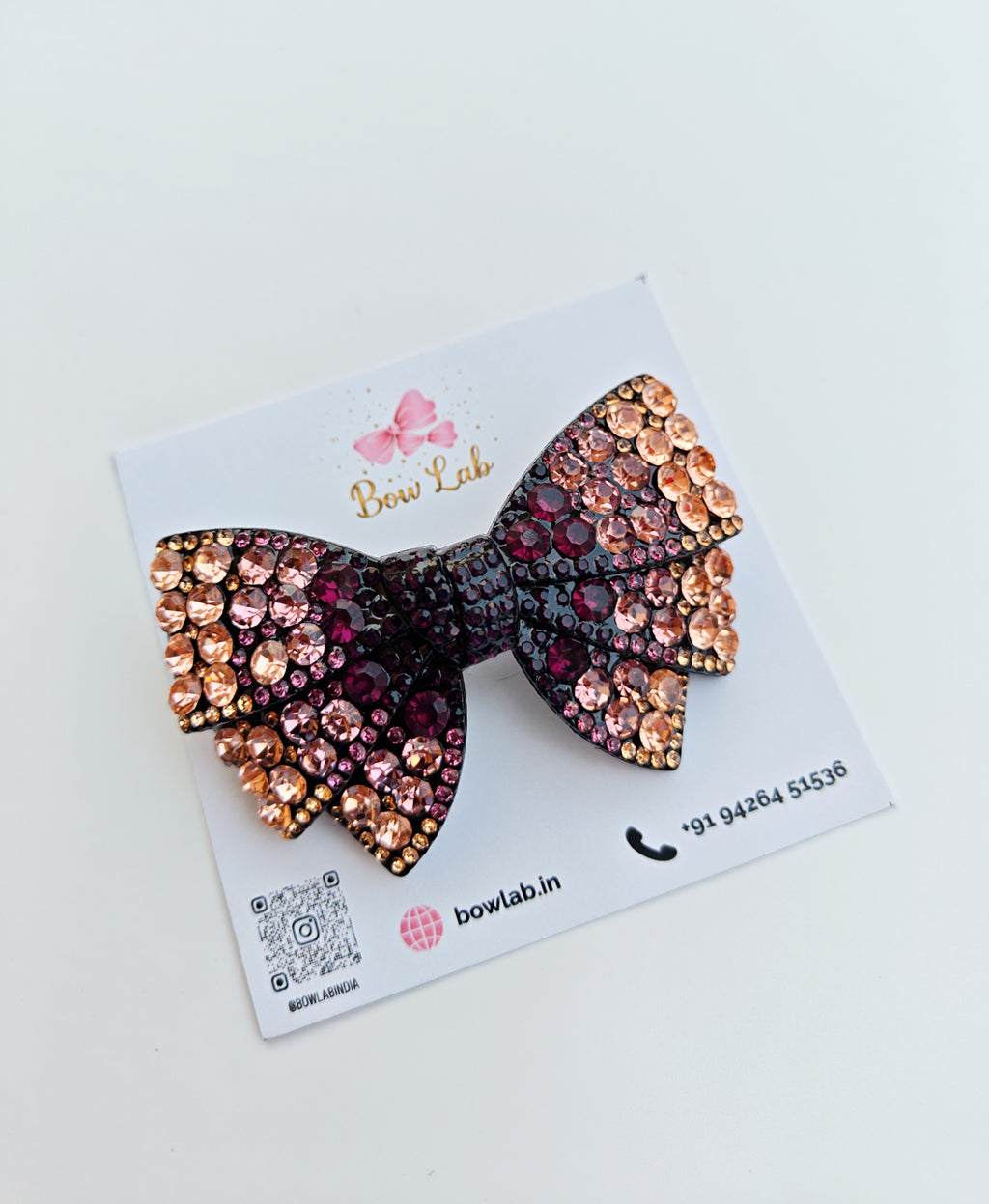 Crystal Charm Jeweled Bow - Wine
