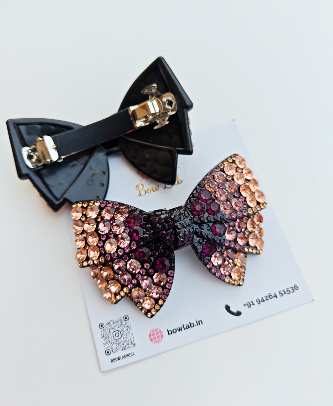 Crystal Charm Jeweled Bow - Wine Secondary image