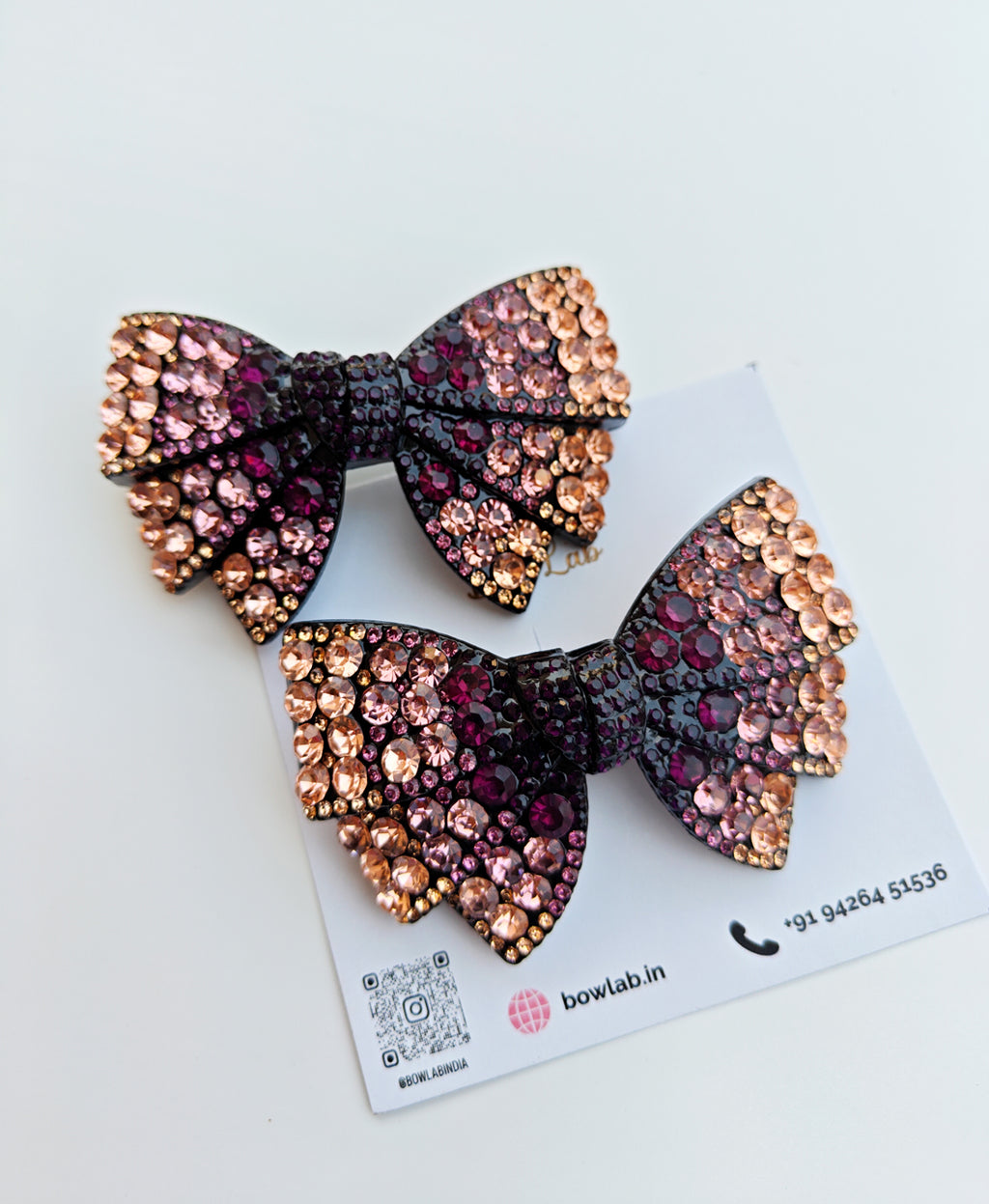 Crystal Charm Jeweled Bow - Wine